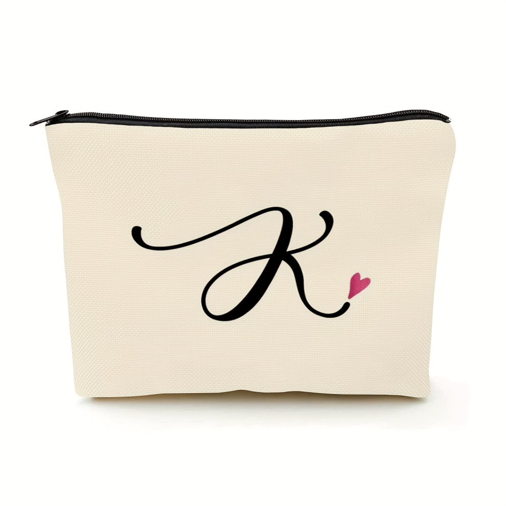 K Initial Monogram Personalized Travel Makeup Bag Cosmetic Bag With Zipper Makeup Bag Letter K