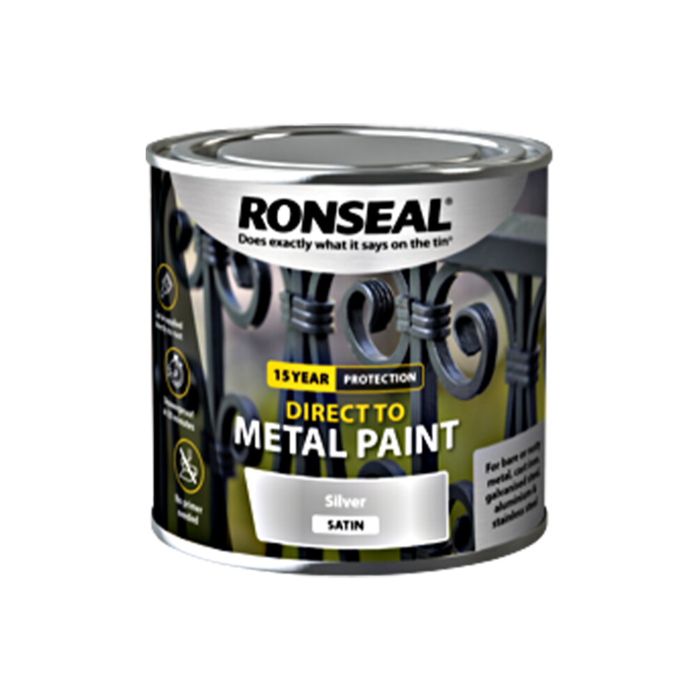 Direct To Metal Paint Silver Satin 250ml