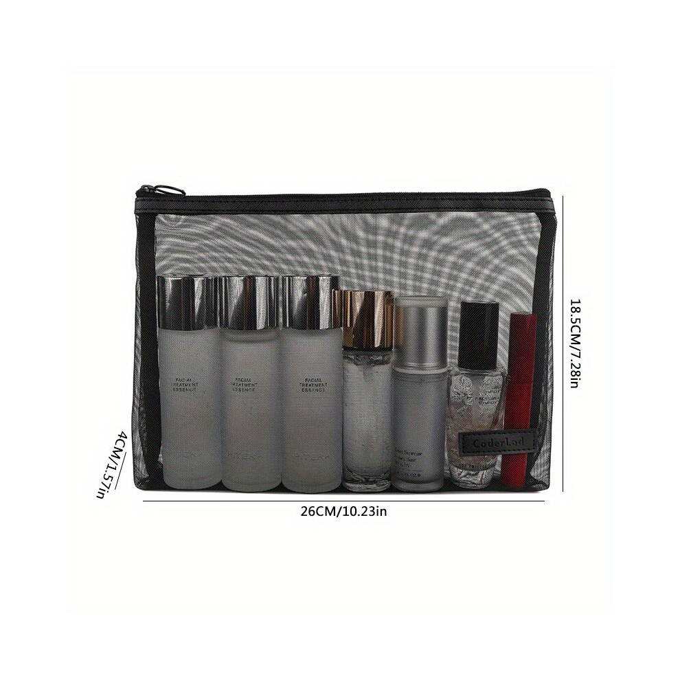 Roomy Mesh Makeup Bag with Zipper Perfect for Travel and Toiletry Organization Ideal Gift for Women and Girls