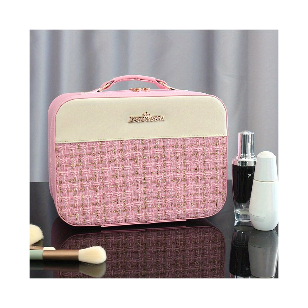Portable Makeup Organizer With Mirror & Brush Holder Waterproof Travel Bag Travel Size Toiletries Cosmetic Bag Makeup Case Makeup Travel Organizer Bag