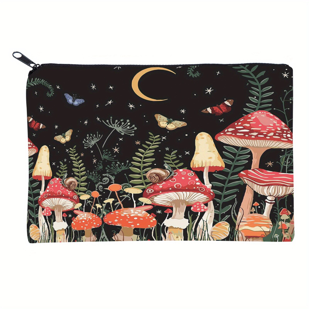 Mushroom Square Cosmetic Bag For Women Adorable Roomy Makeup Bags Travel Toiletry Bag Travel Accessories Organizer Tools Gadgets