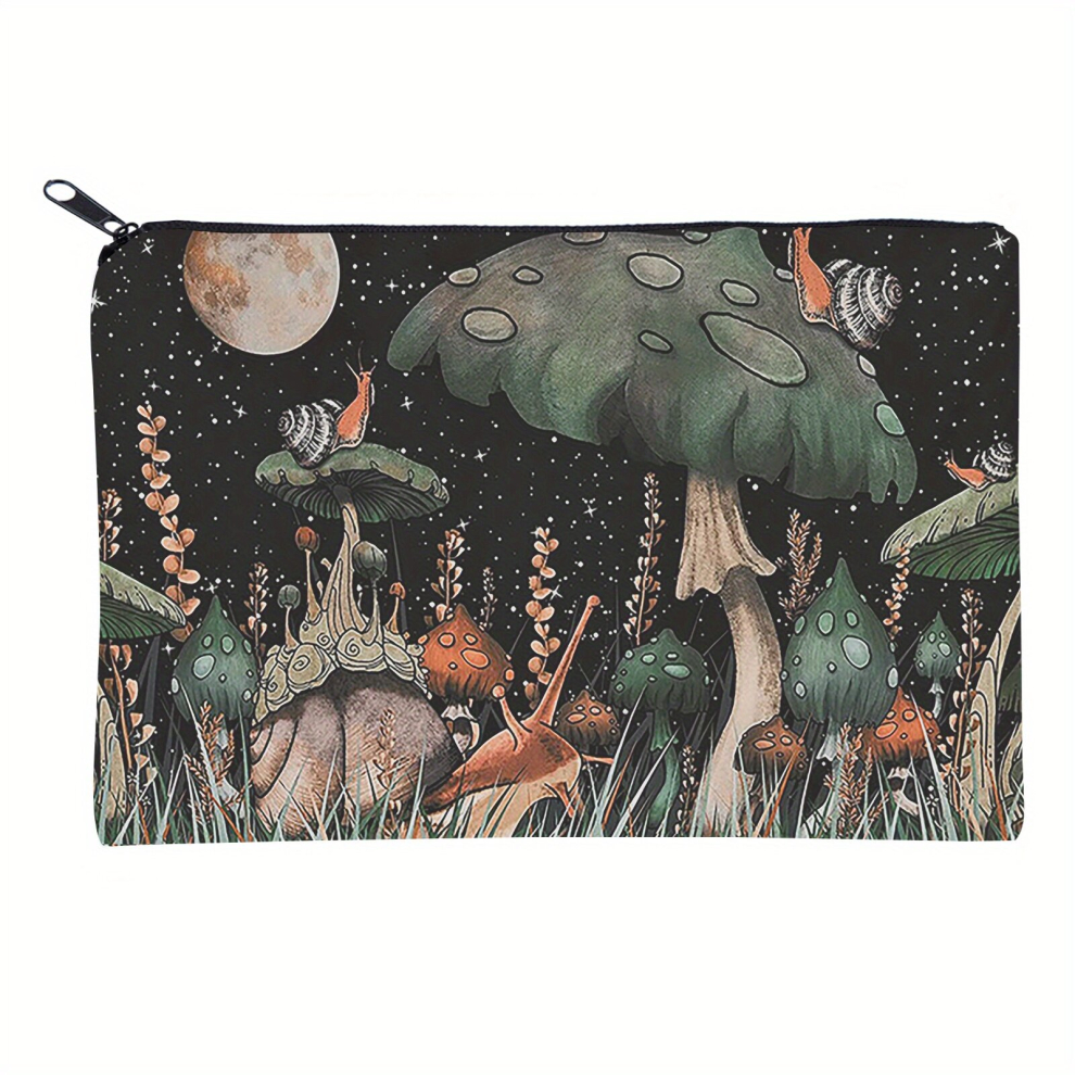 Multicoloured Mushroom Print Makeup Bag Portable Travel Organizer For Cosmetics And Toiletries Perfect For Women And Girls Night