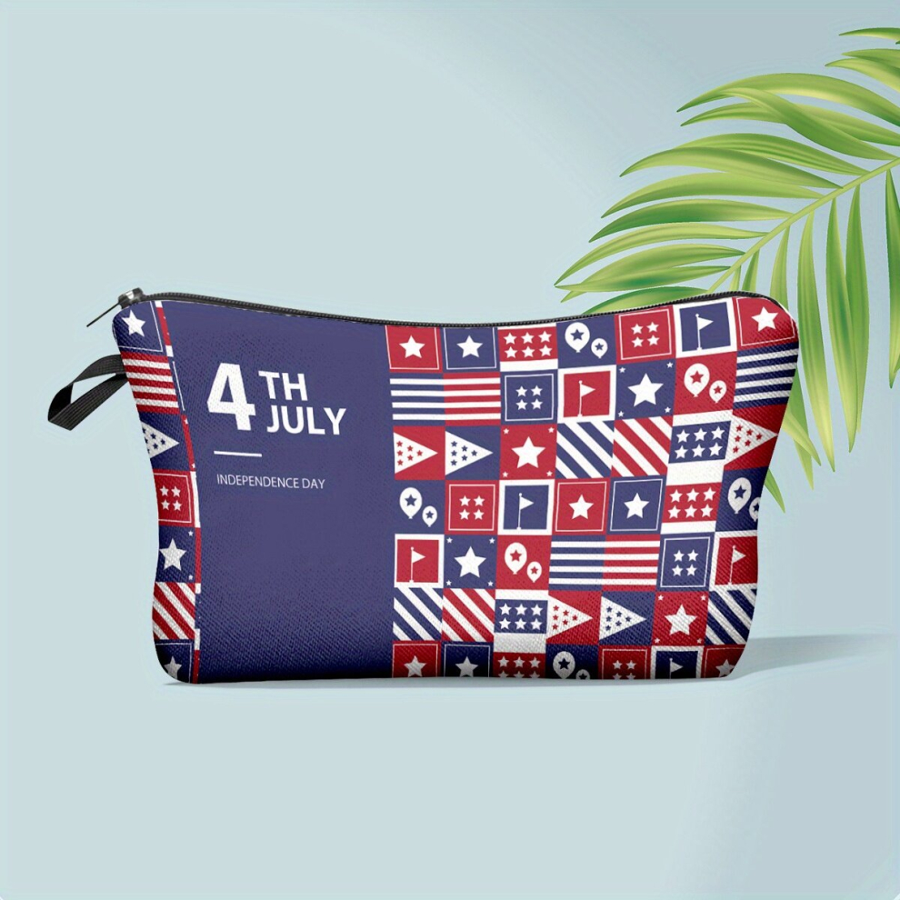 Independence Theme Makeup Bag Roomy Zipper Makeup Pouch Toiletry Bag Clutch Bag For Men And Women