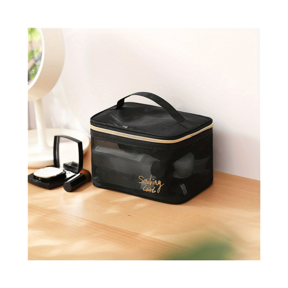 Portable Clear Mesh Makeup Pouch Organize Your Cosmetics and Toiletries on the Go Perfect for Travel and Vacations