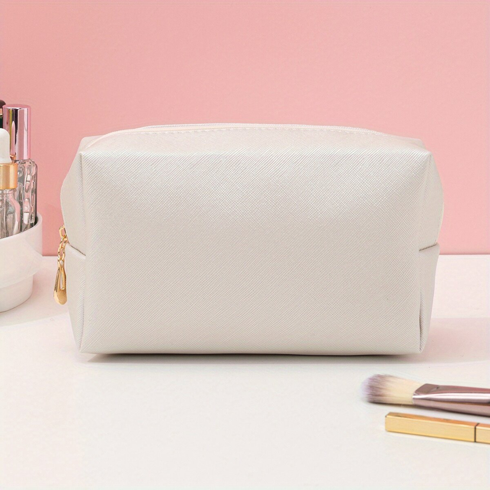 Orange Stylish And Spacious Square Makeup Bag With Zipper Perfect For Travel And Organizing Cosmetics