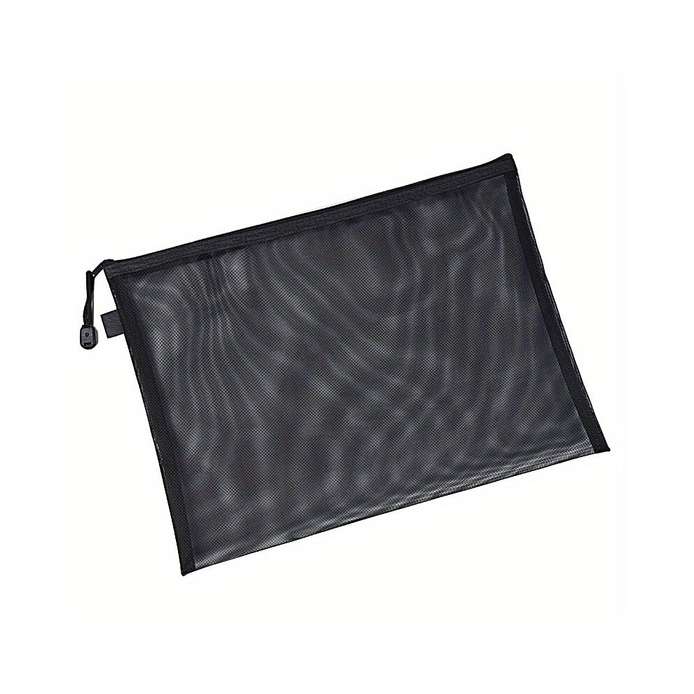 Black 1Pc Zipper Nylon Mesh Pouch Mesh Cosmetic Bag Makeup Bag Pencil Case Multipurpose Travel Bag For Cosmetic School Office Supplies And Travel Accessorie
