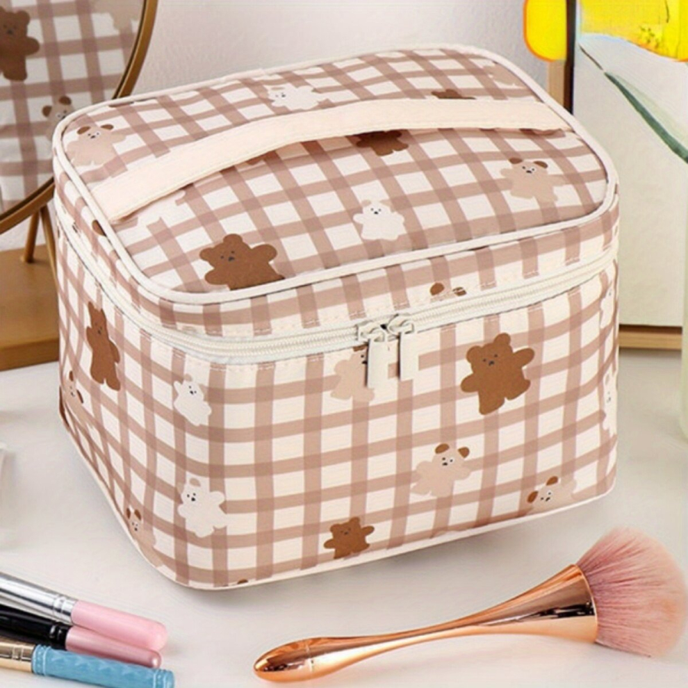 Water Resistant Cow Pattern Makeup Bag Organizer for Women Large Capacity Travel Toiletry Bag for Cosmetics and Toiletries