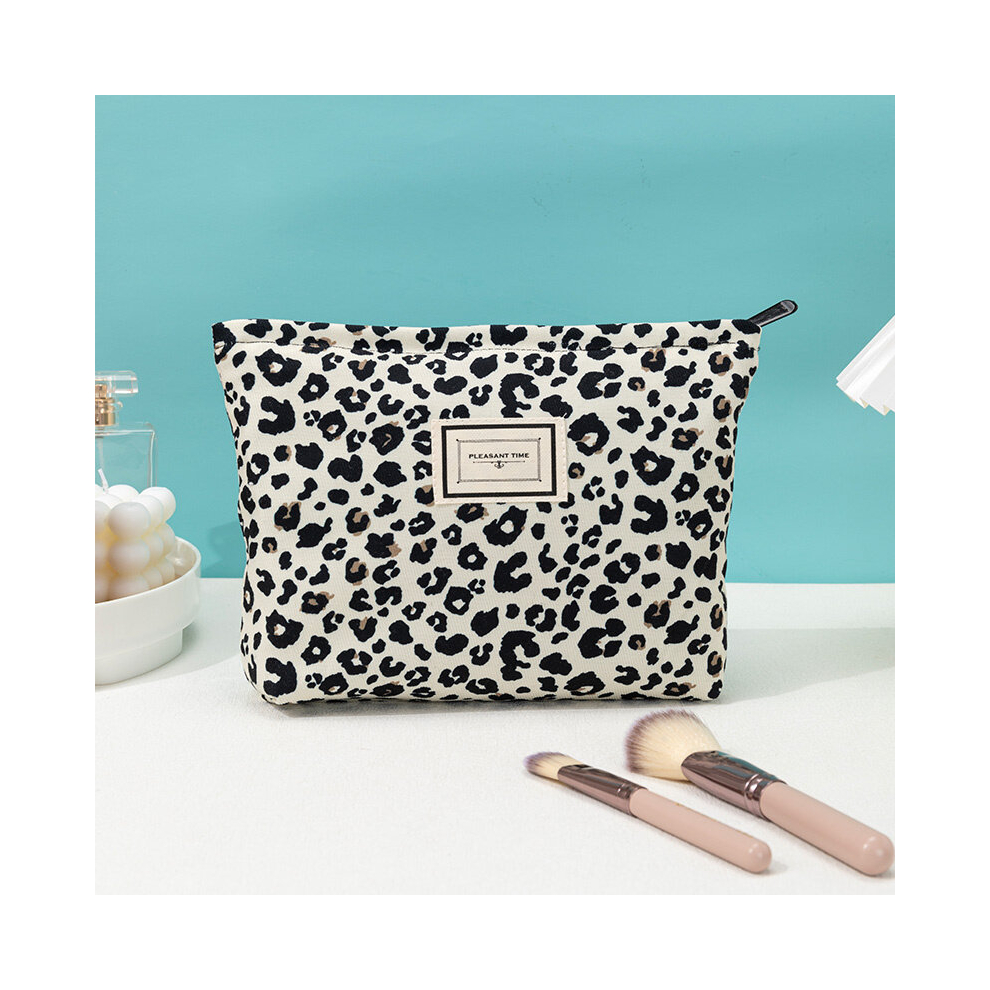 White Creamy Leopard Bag Makeup Cosmetic Bag Make Up Bag