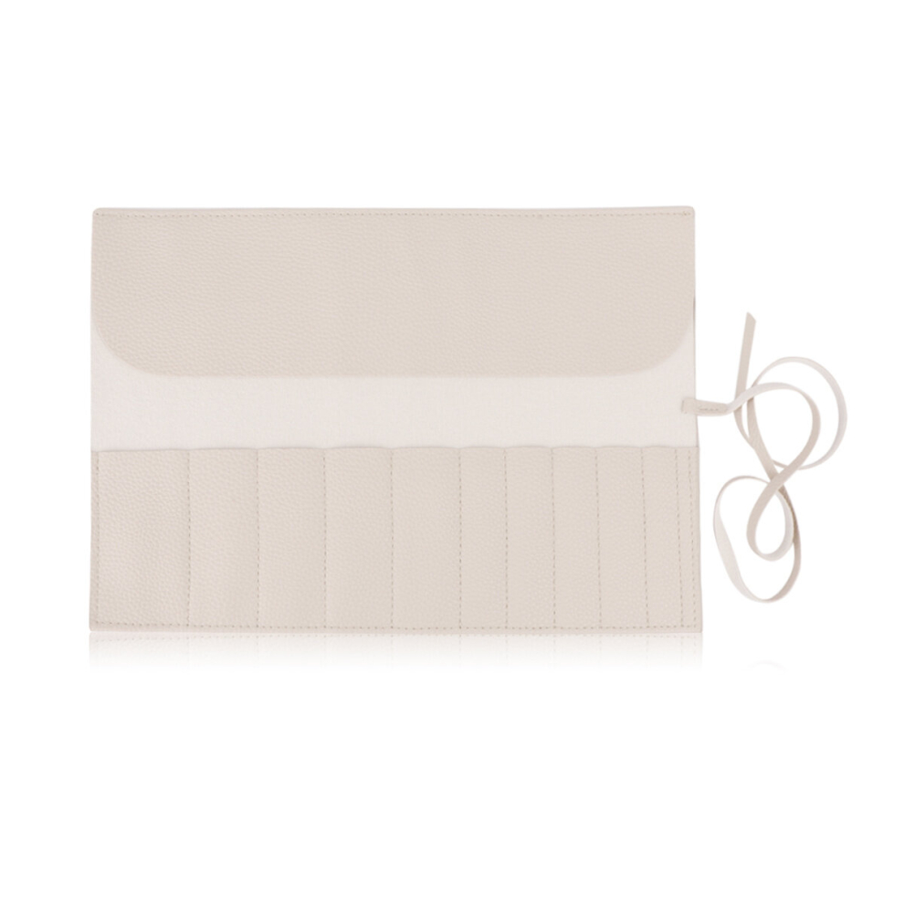 White Roll Up Makeup Brush Holder Makeup Brush Organizer Travel Makeup Brushes Bag Cosmetic Bags Pouch For Women Eyebrow Pencil Brushes Makeup Artist Brushe