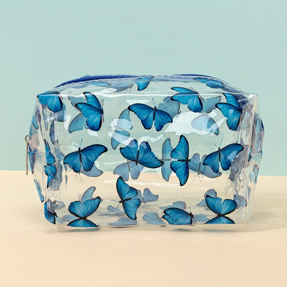 Blue Butterfly Clear Makeup Bag Cosmetic Bag Toiletry Bag Make Up Bag
