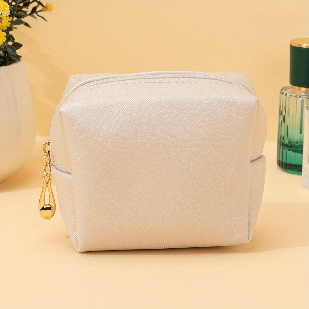 Mini PU Shell Makeup Bag Roomy Cosmetic Pouch For Purse Travel Zipper Pouch Water resistant Toiletry Bag Makeup Accessories Organizer