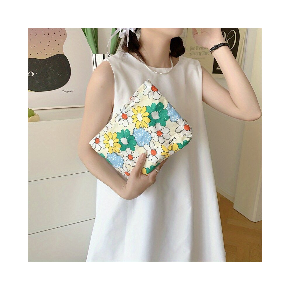 Floral Pattern Cosmetic Bag Fashionable Clutch Makeup Pouch For Travel Business Trip Sports Fitness Beach