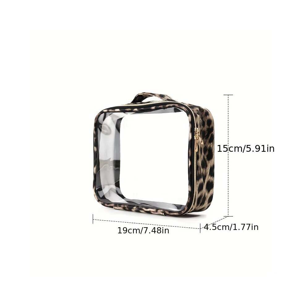 Leopard Print Makeup Bag Portable Clear Waterproof Makeup Cosmetic Bag Toiletry Bag Wash Bag Vacation Bathroom And Organizing Bag For Women Men