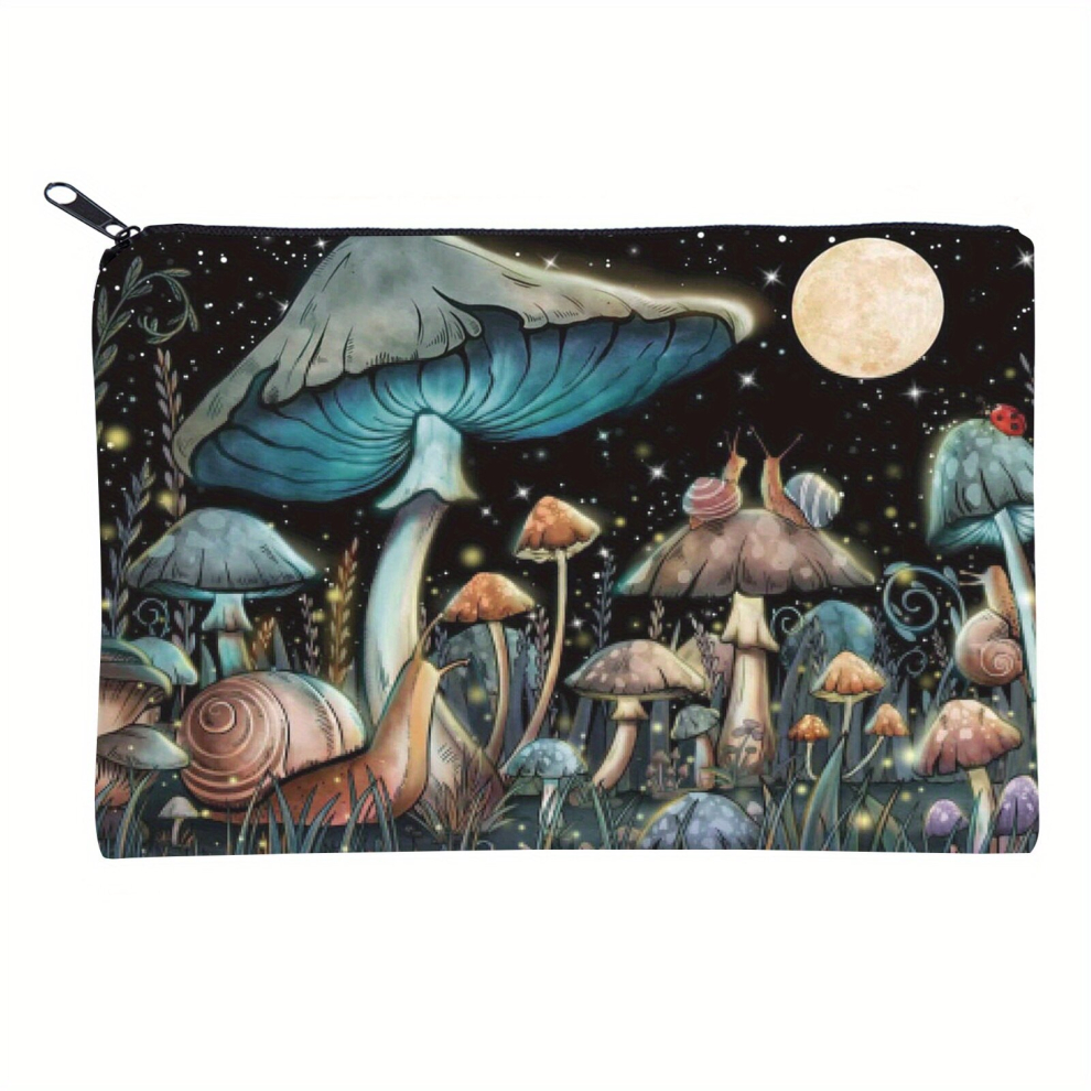 Multicoloured Stylish Mushroom Moon Square Makeup Bag For Women And Teens Organize Your Cosmetics And Toiletries With Zipper Clutch Handbag