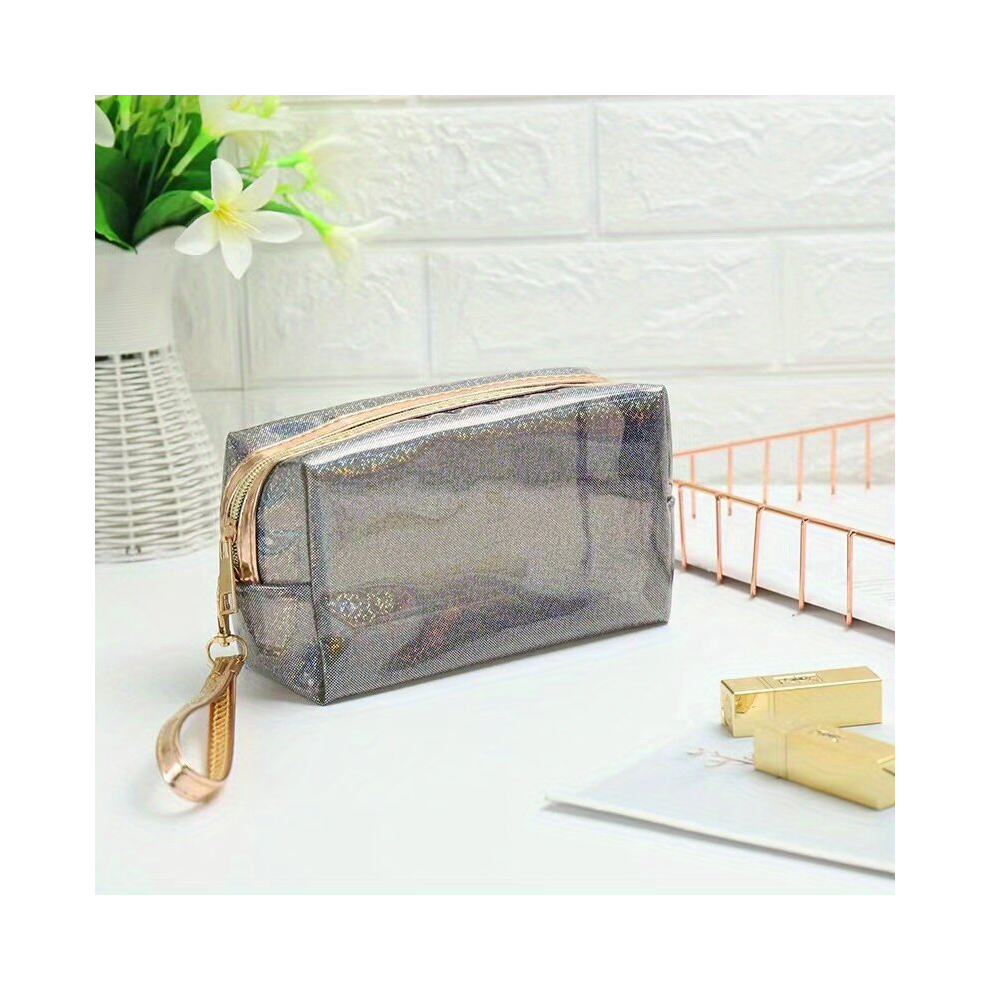 Clear And Waterproof Cosmetic Bag With Zippered Closure Perfect For Travel Bathroom Organization And Makeup Storage