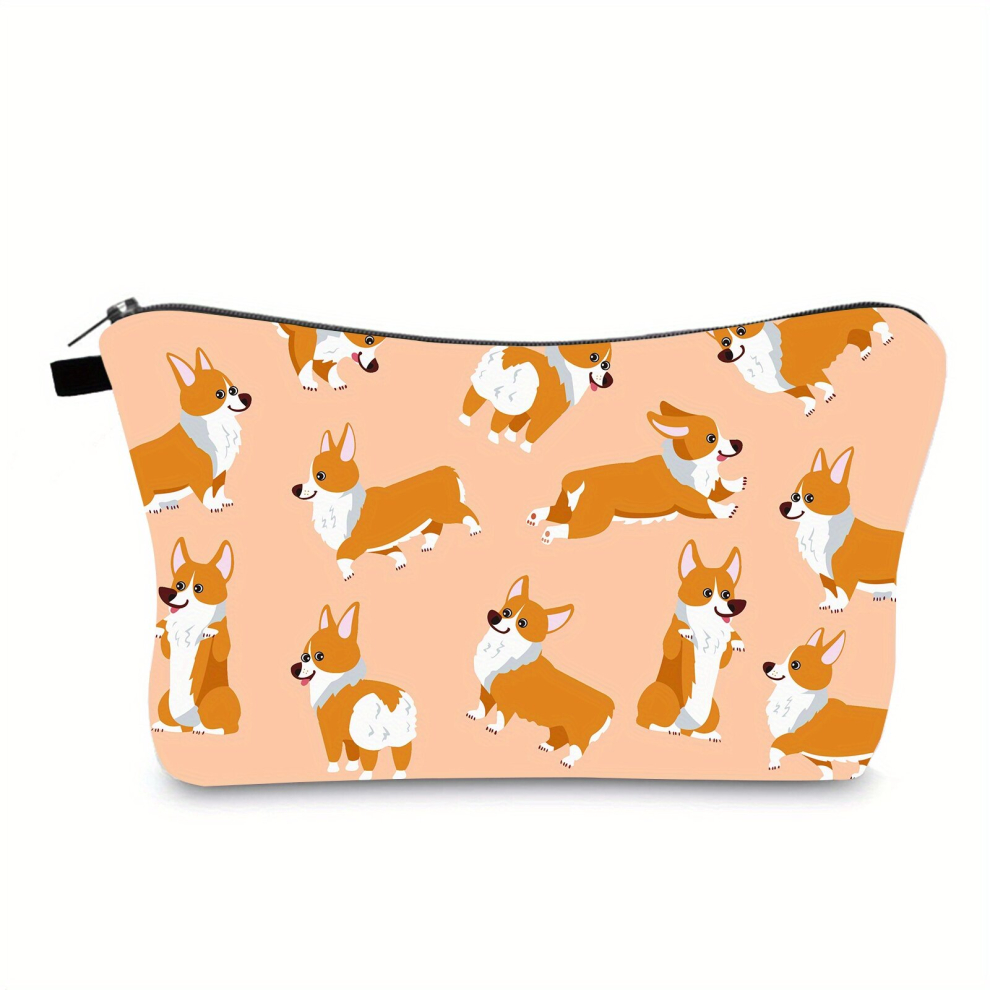 Make Up Organizer Cartoon Corgi Dog Print Makeup Case Zipper Makeup Bags Animal Prints Cosmetic Organizer Perfect Birthday Gift For Teen Girls