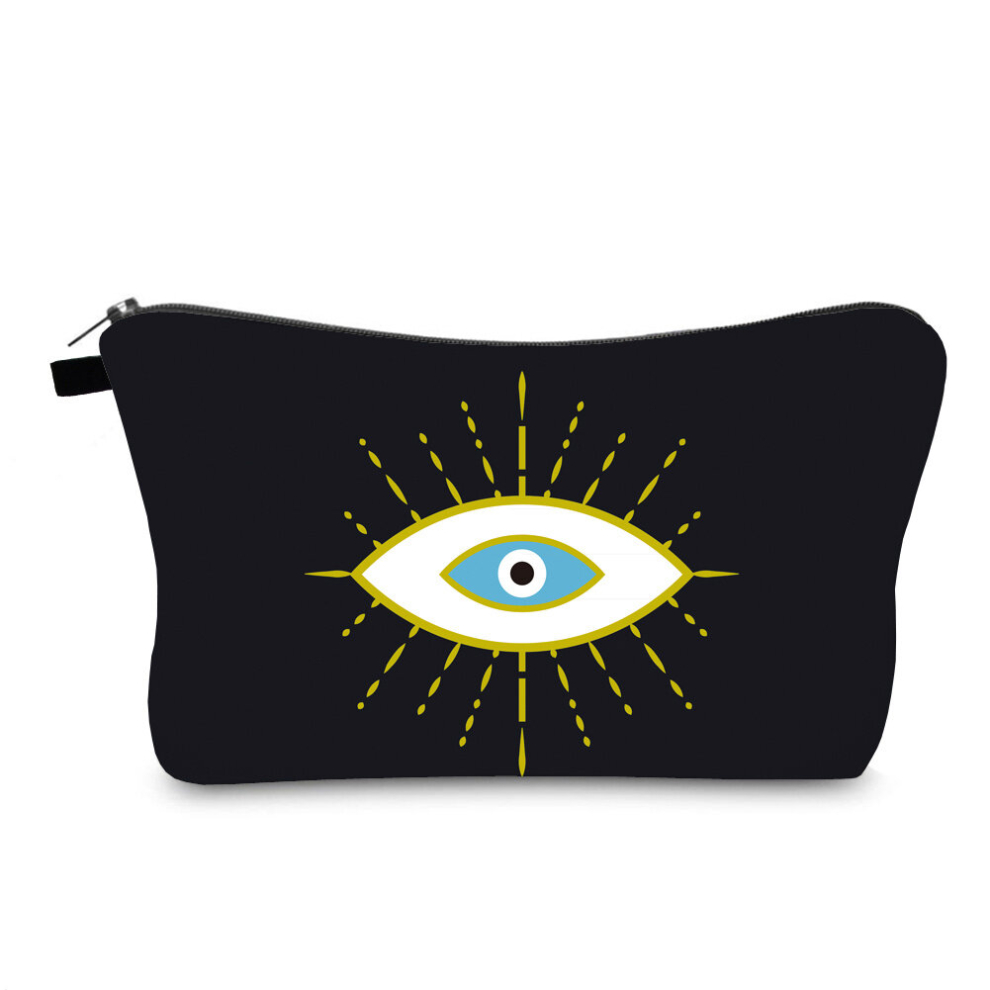 Multicoloured Cosmetic Pouch For Women Waterproof Makeup Bags Roomy Toiletry Pouch Portable Washing Bag Adorable Travel Accessories Evil Eye