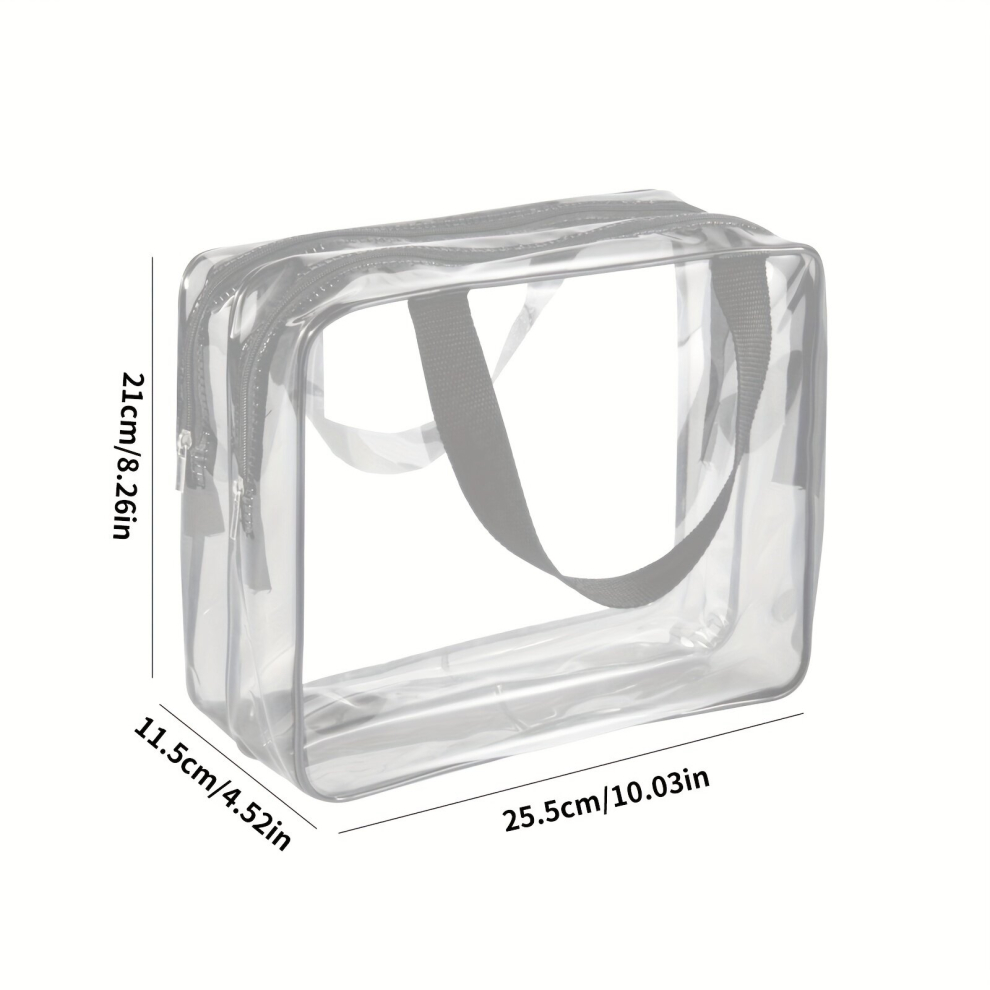 Double Layer Toiletry Bag With Handle Large Capacity Makeup Bag With Dry And Wet Separation Function Clear Waterproof Travel Bag For Men And Women-image-OPC-PCNVMXT-NEW