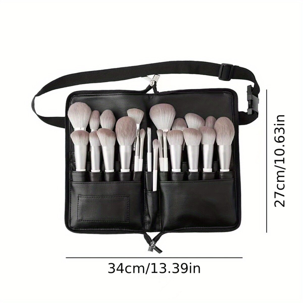 Artist Professional Makeup Brush Waist Bag Large Capacity PU Cosmetic Pack Portable Pockets Bag With Belt Strap