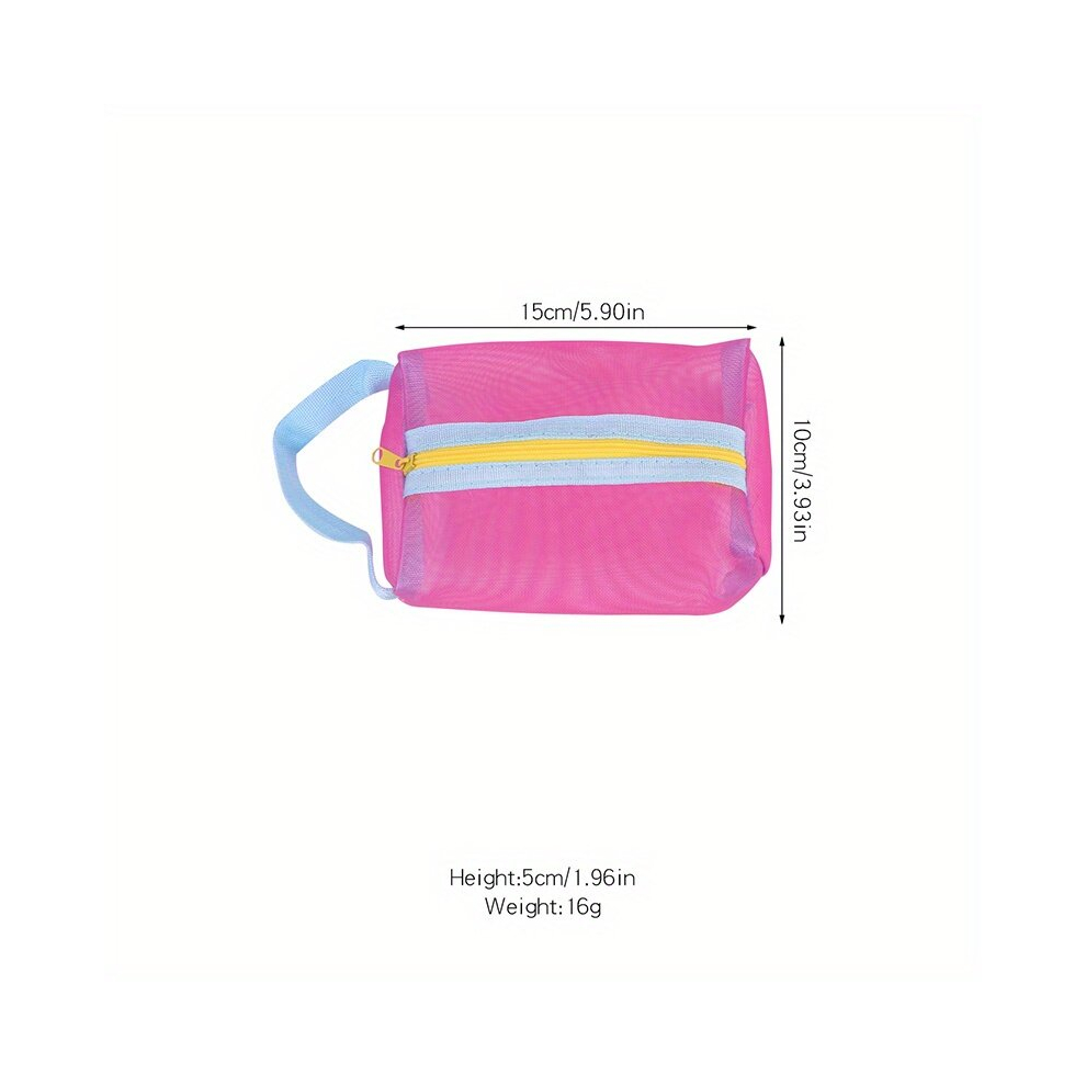 Mesh Makeup Bag With Handle Cosmetic Roomy Zipper Pouch Cosmetics Organizer Portable Travel Storage Bag For Daily Or Travel To Keep Small Items