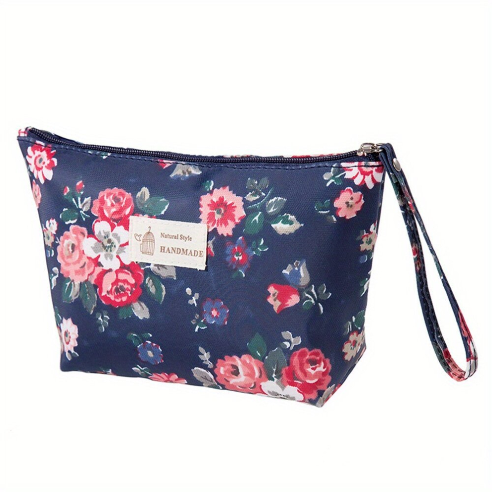 Multicoloured Flower Pattern Toiletry Travel Bag Women Canvas Cosmetic Bag Makeup Storage Pouch Ladies Portable Clutch Waterproof Travel Cases Toiletry Bags
