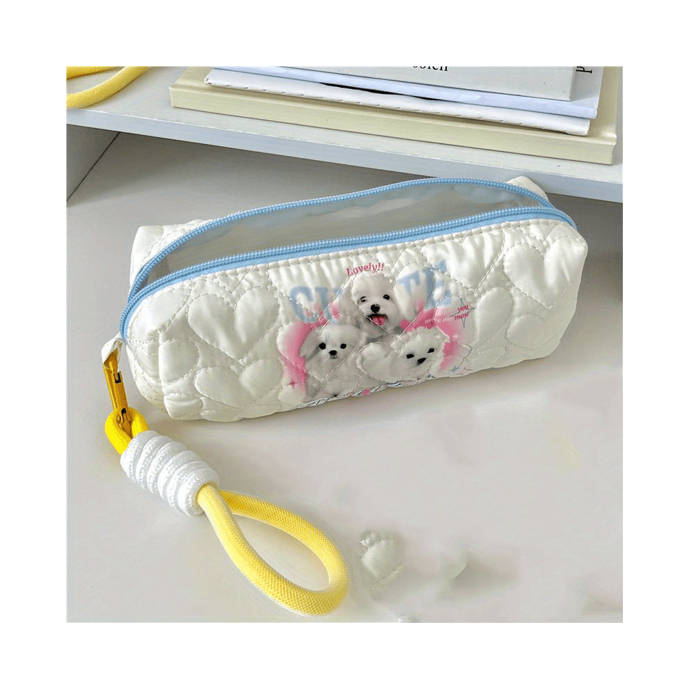 Dog Pattern Makeup Bag Zipper Roomy Makeup Brush Holder Cosmetic Accessories Organizer For Girls And Women