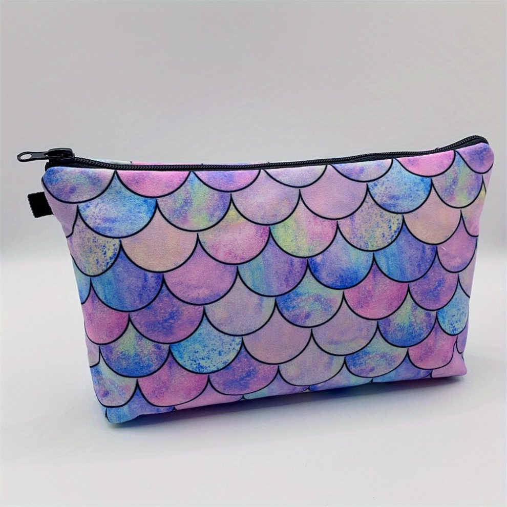 Multicoloured Mermaid Fish Scale Makeup Bag For Purse Cosmetic Bag Travel Toiletry Bag Pouch Waterproof Organizer Bag For Women Girls