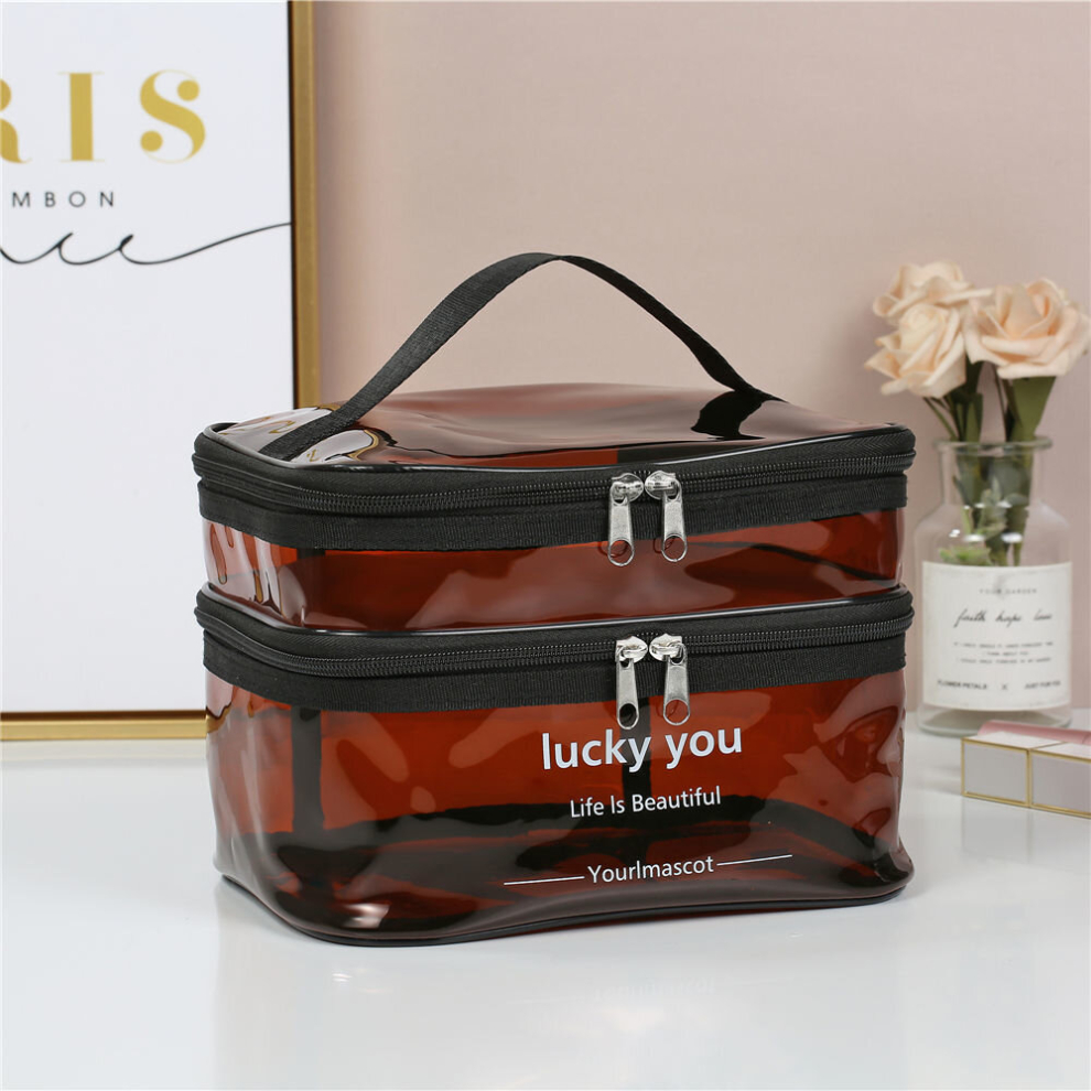 Cosmetic Bag Womens Double Layer Large Capacity Portable Wash Bag Box Waterproof Cosmetic Travel Storage Bag