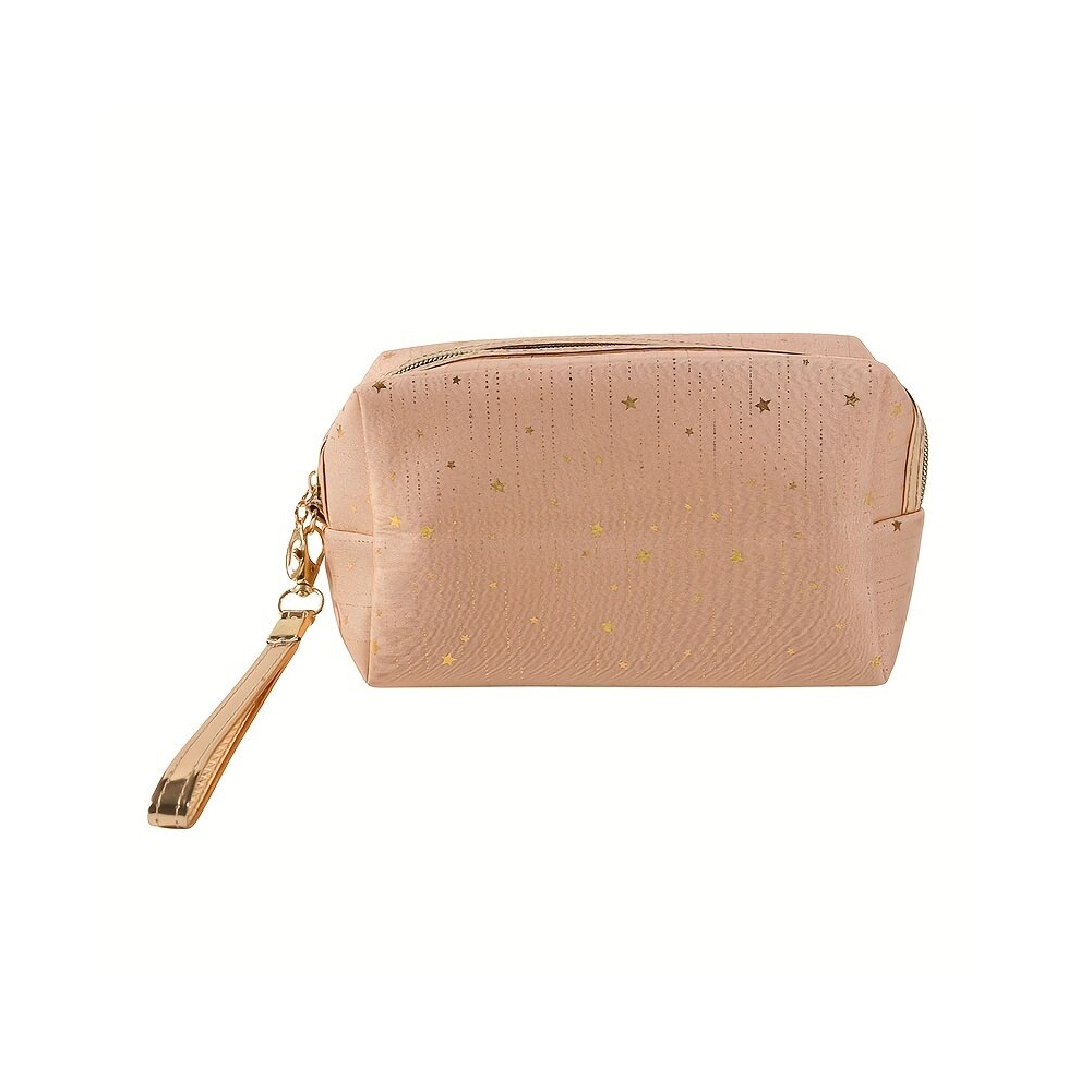 Glitter Stars Decor Makeup Bag Roomy Toiletry Bag Zipper Small Travel Portable Cosmetic Bag Sanitary Napkin Storage Bag Lipstick Organizer For Girls A