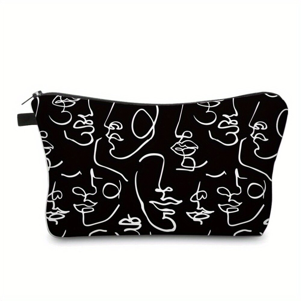 Adorable and Roomy Abstract Figure Makeup Bag for Women Water Resistant Travel Toiletry Bag with Organizer
