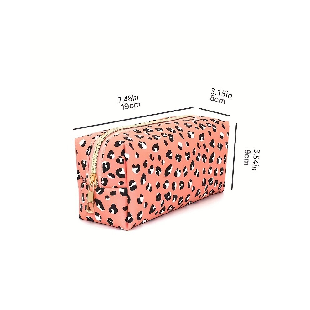 Leopard Print Cosmetic Bag Adorable Roomy Zipper Makeup Pouch Water Resistant Toiletry Bag Travel Accessories Organizer For Women