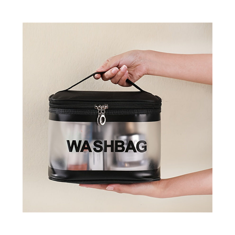 1pc Alphabet Print Toiletry Travel Bag Transparent PVC Large Capacity Waterproof Makeup Bag Portable Women Storage Bag Handbag