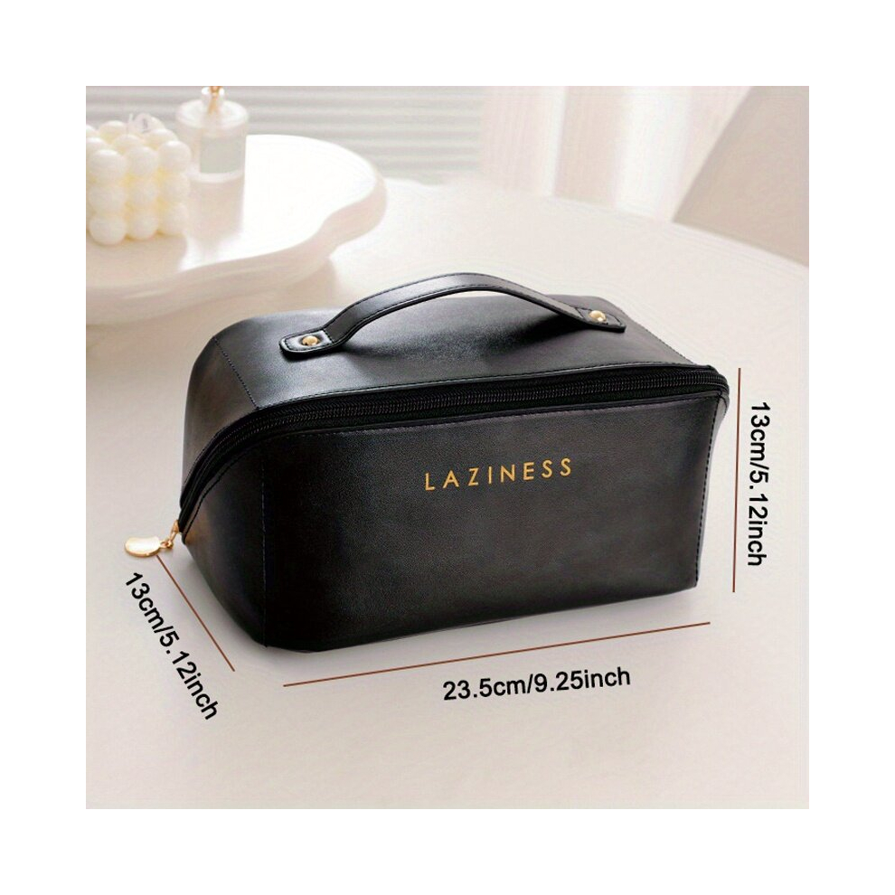 Waterproof PU Leather Cosmetic & Toiletry Bag Travel Makeup Bag Large Capacity Cosmetic Bag Makeup Bag Portable Storage Bag With Dividers And Handle F