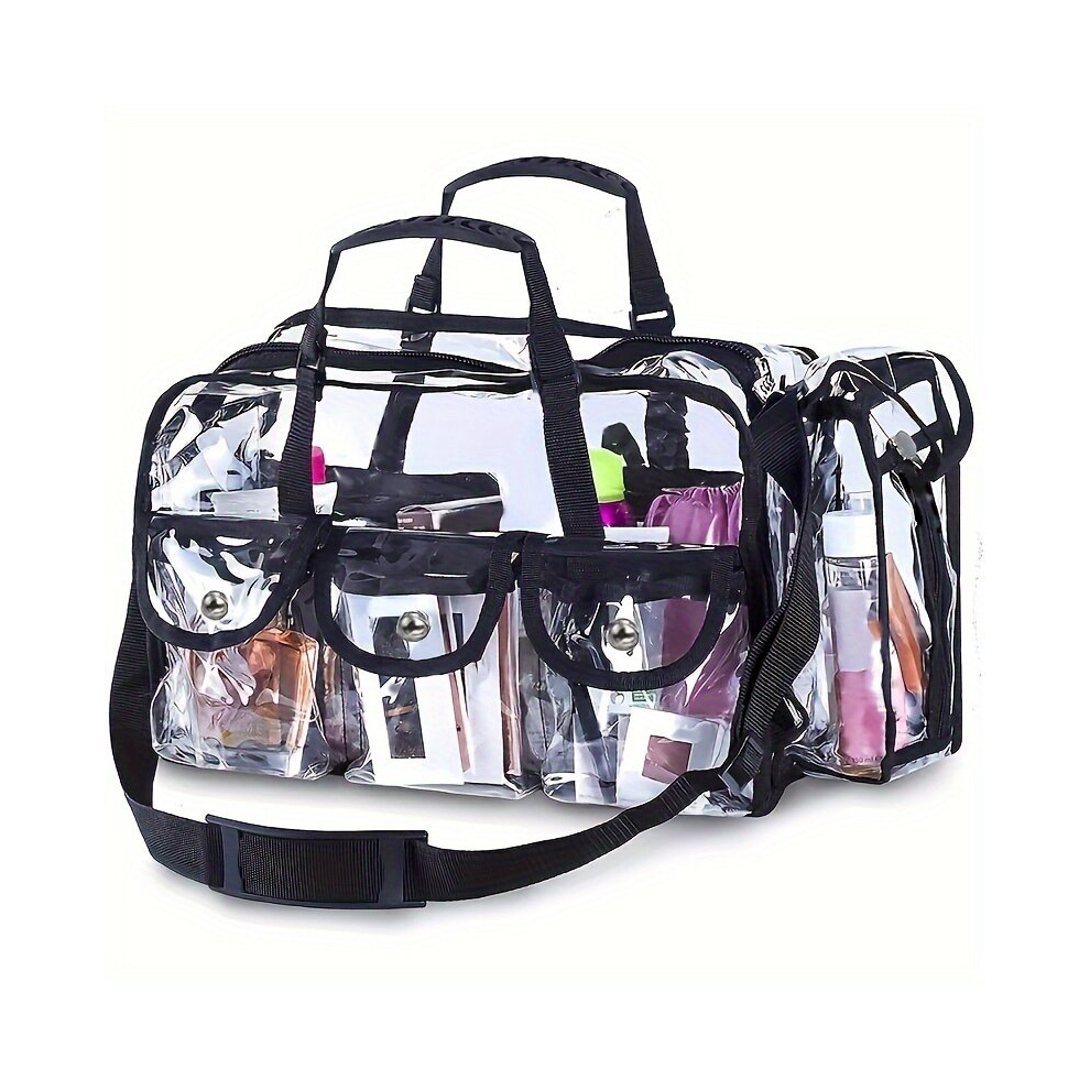 Make Traveling Easier with This Large Clear Makeup Organizer Bag Adjustable Strap Sturdy Zipper & External Pockets