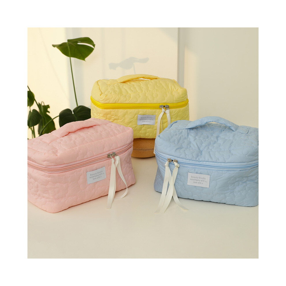 Multicoloured Large Quilted Cosmetic Bag With Floral And Handle Perfect For Travel And Organizing Your Makeup