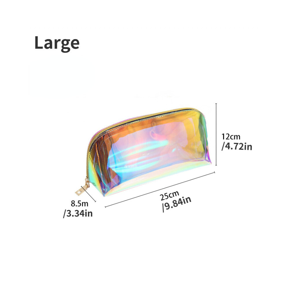 Holographic TPU Makeup Bag Modern Laser Toiletry Storage Bag Zipper Transparent Multifunctional Storage Bag For Bathroom And Travel