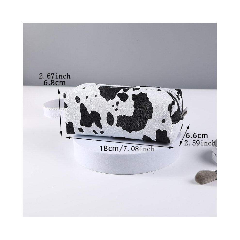 Cow Printed Makeup Bag with Large Capacity and Zipper Closure Perfect for Organizing and Storing Cosmetics