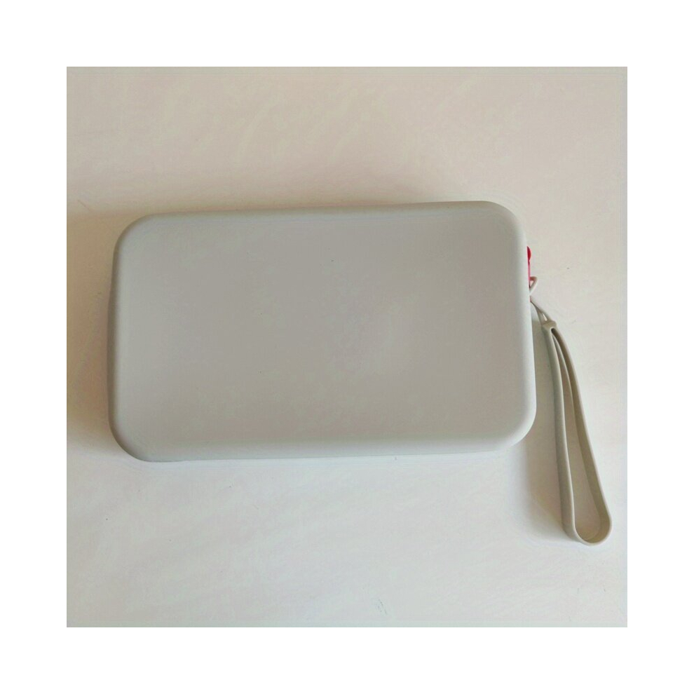 Grey Silicone Cosmetic Bag Makeup Storage Pouch Large Capacity Waterproof With Zipper Travel Portable Makeup Brush Bag