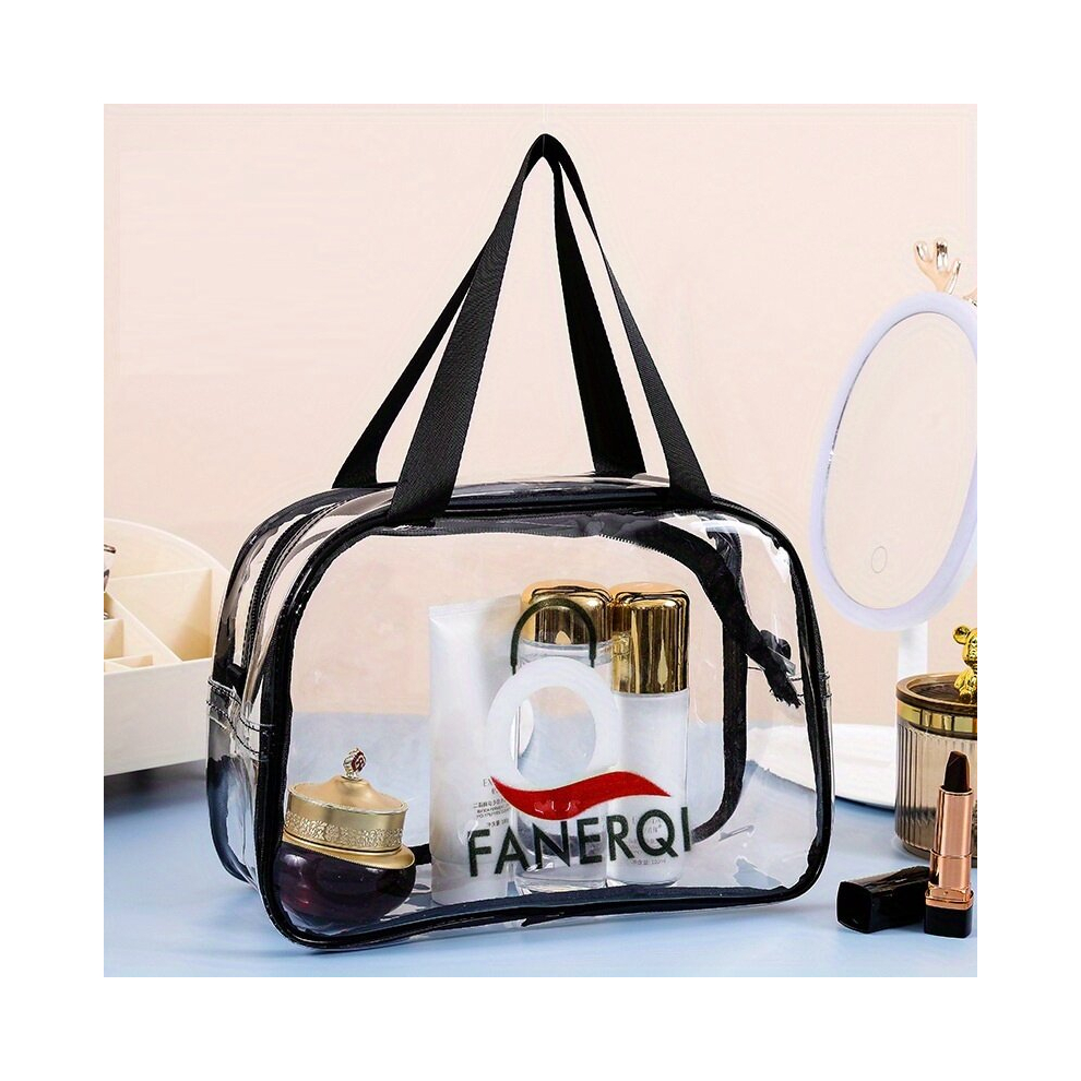 Clear Makeup Bags Cosmetic Bag With Handle Portable Large Capacity Transparent Travel Bags For Toiletries Toiletry Bag Zipper Closure Make Up Or
