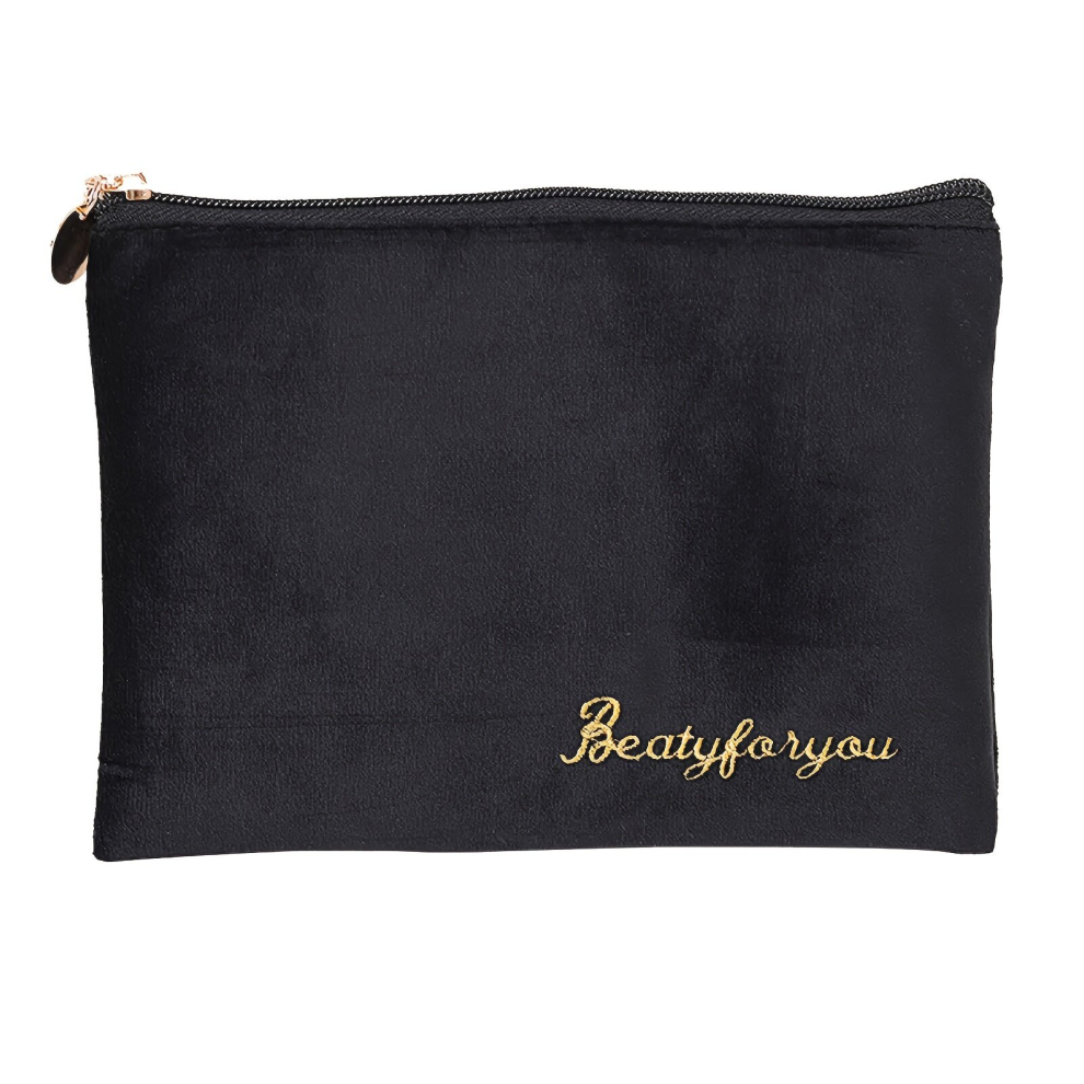Black Style Makeup Bag Zipper Pouch Travel Cosmetic Organizer Roomy Travel Bag For Women