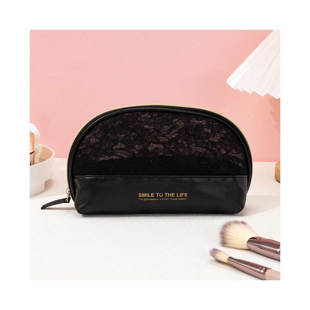 Black Stylish Lace Makeup Bag Spacious And Organized Cosmetic Bag For Makeup And Beauty Products