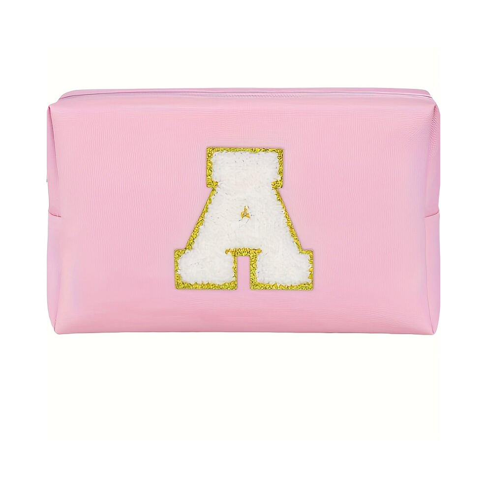 Initial Cosmetic Bag PU Waterproof Travel Toiletry Bag Monogrammed For Women Stuff Birthday Gift For Sister Friends Letter K