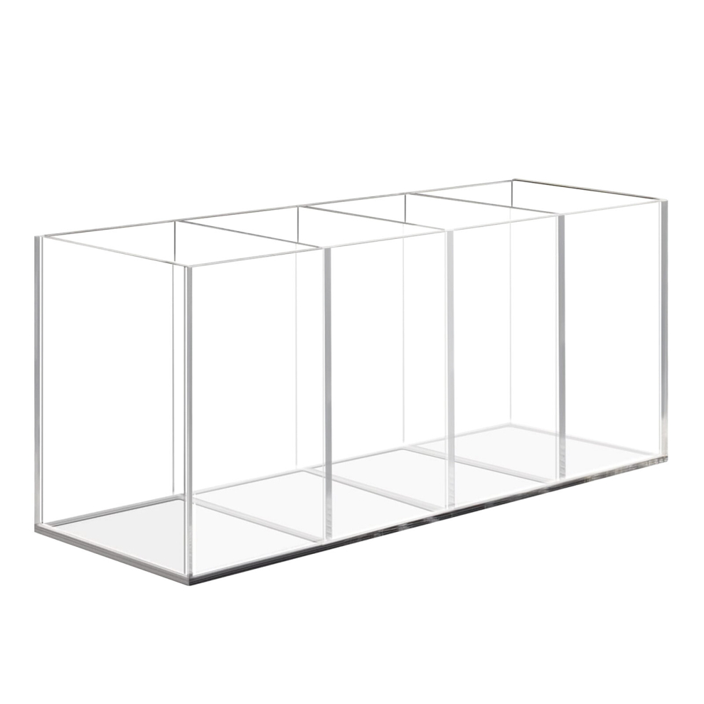Multicoloured Clear Acrylic Pencil Holder Makeup Brush Holder Desktop Pen Holder 4 Compartments Storage For Stationery Cosmetics Jewelry Makeup