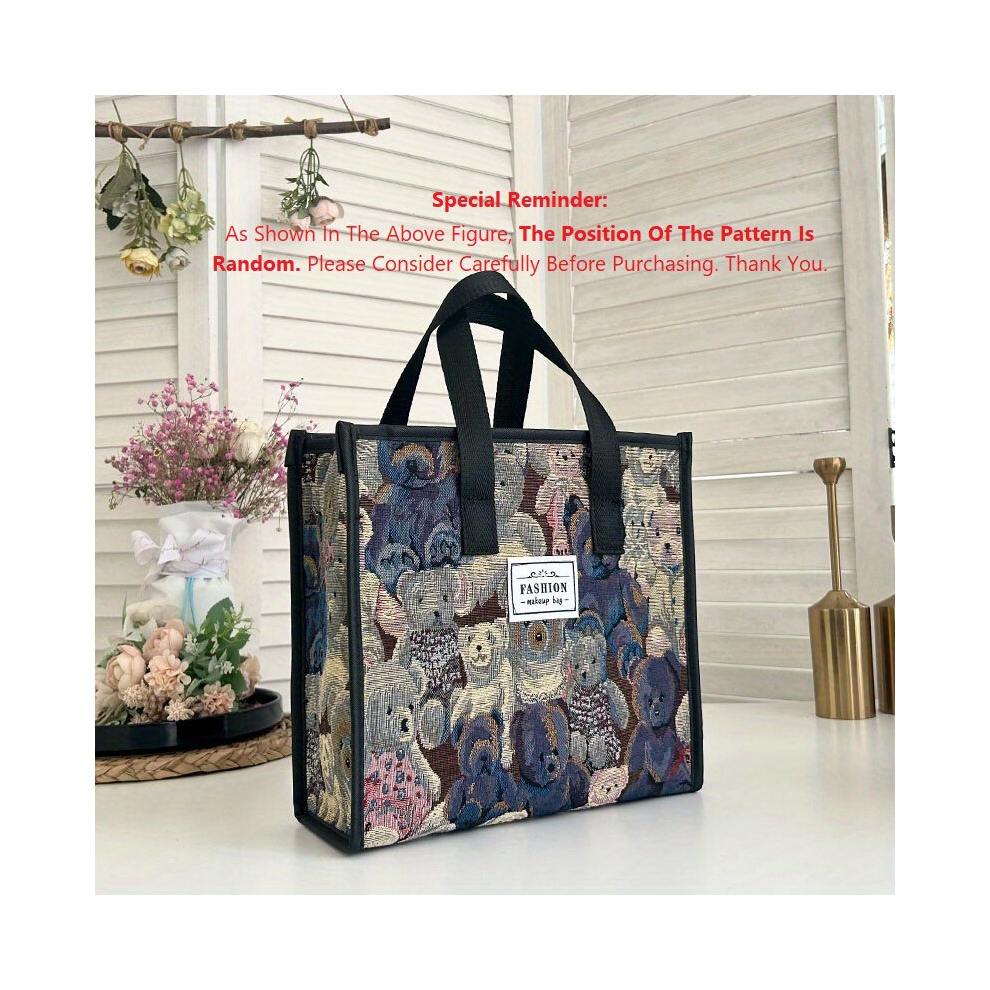 Multicoloured Large Capacity Toiletry Bag Travel Cosmetic Storage Bag Canvas Handbag Makeup Bag Gift For Students Girls Women