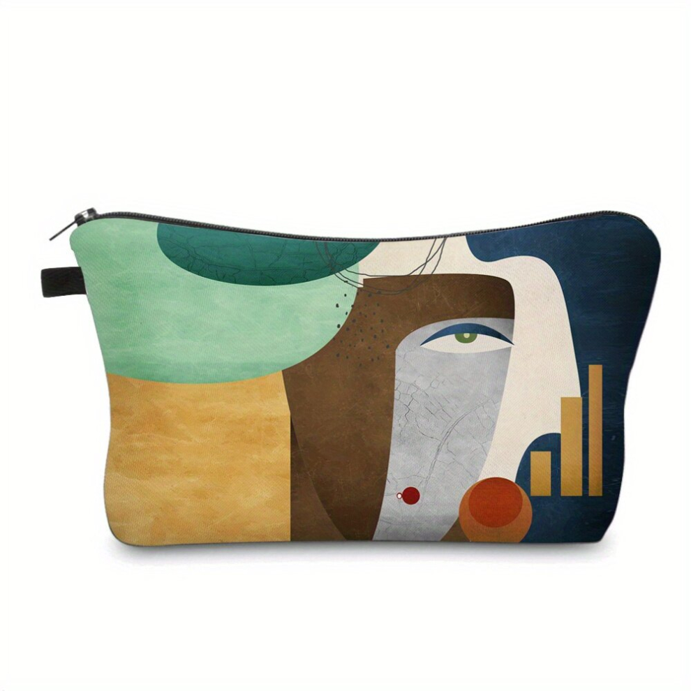 and Waterproof Makeup Bag for Women Roomy Travel Toiletry Bag with Fashionable Abstract Figure Perfect Gift for Cosmetic