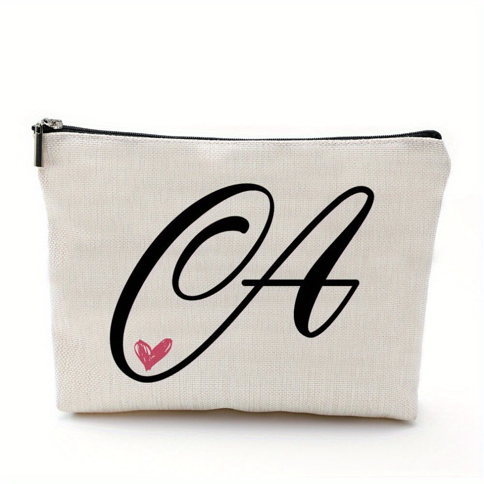 1pc Waterproof Cosmetic Bag with Letter Print Perfect for Makeup Toiletries and Zippered Closure for Easy Storage