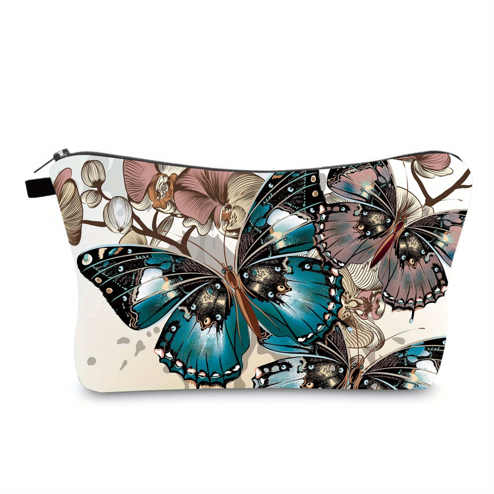 Multicoloured Butterfly Travel Makeup Bag Portable Cosmetic Pouch For Girls And Women Organizer For Toiletry And Artist Supplies