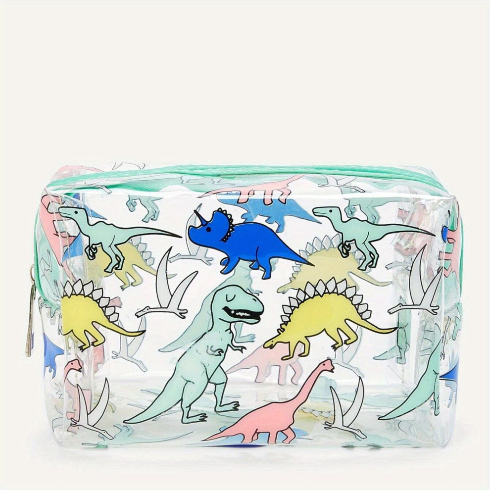 Dinosaur Print Makeup Bag Toiletry Bag For Women Small Travel Makeup Pouch Adorable Roomy Travel Water Resistant Cosmetic Purse Accessories Organizer