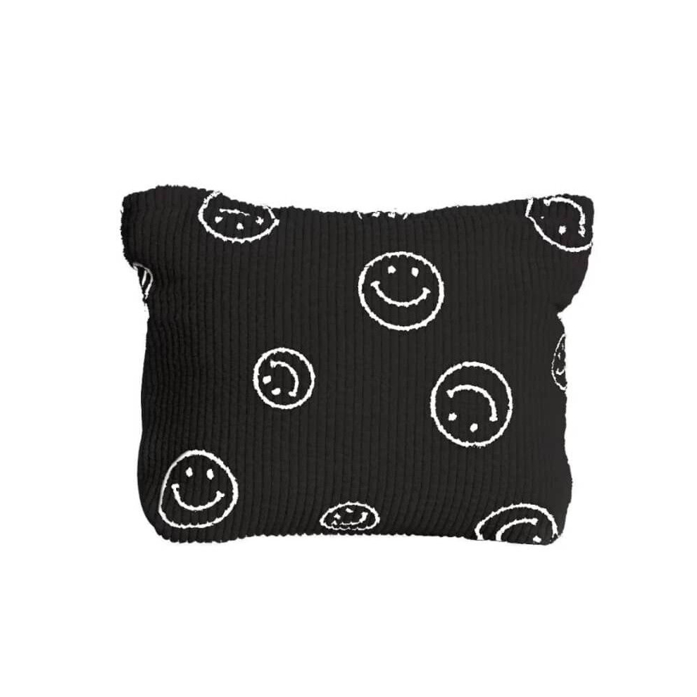 Smile Face Makeup Bag Cosmetic Bag Large Capacity Vintage Corduroy Zipper Travel Toiletry Bag Accessories Organizer