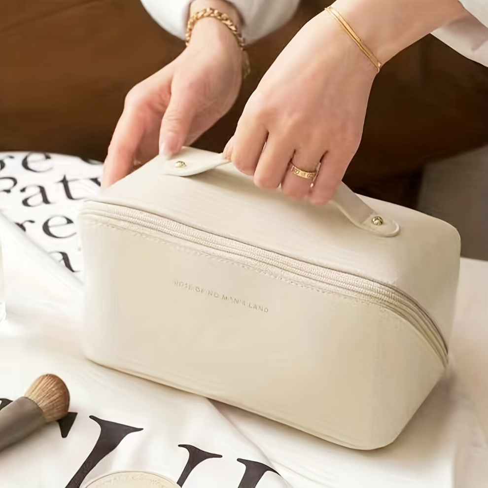 Multicoloured Waterproof Travel Cosmetic Bag Large Capacity Leather Makeup Bag For Full Sized Toiletries And Cosmetics